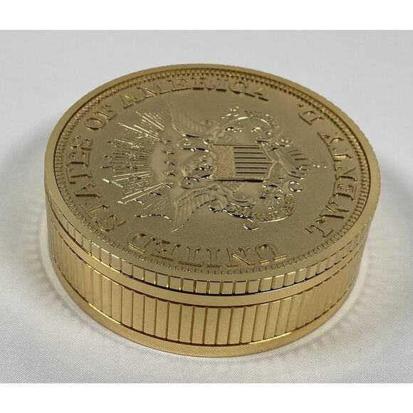 Seiko Quartz Twenty Dollar Gold Coin Alarm Desk Travel Clock Presidential Seal - Picture 5 of 13